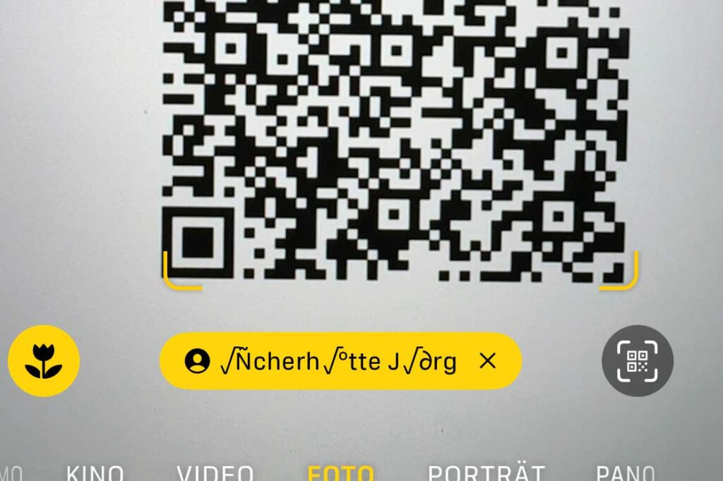 QR-Code mit Umlautefehler